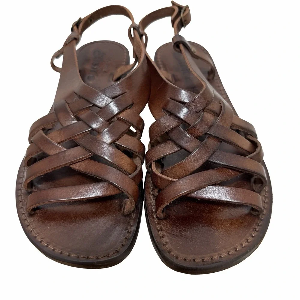 Elisir's Leather Fisherman Sandals Womens EU 39 US 8-8.5 Brown Made in Italy EUC